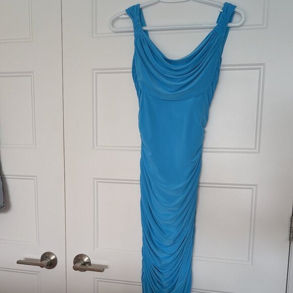 Frank Lyman, Rushed, bodycon, cocktail, midi dress, blue, Size 4 - Picture 12 of 13